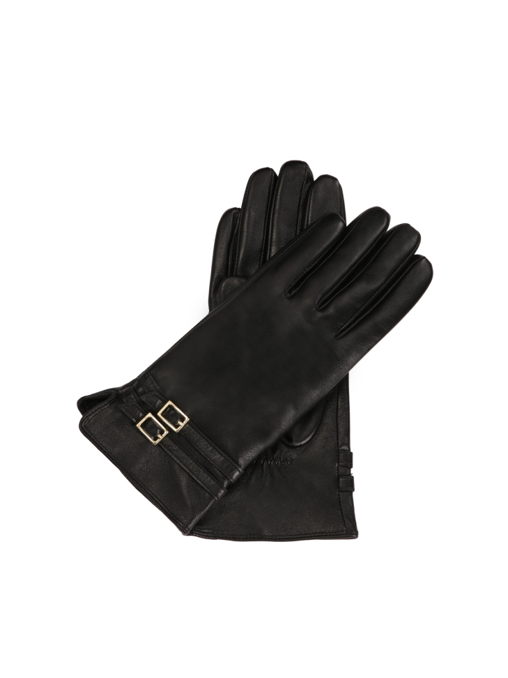 Elegant black gloves with two stripes
