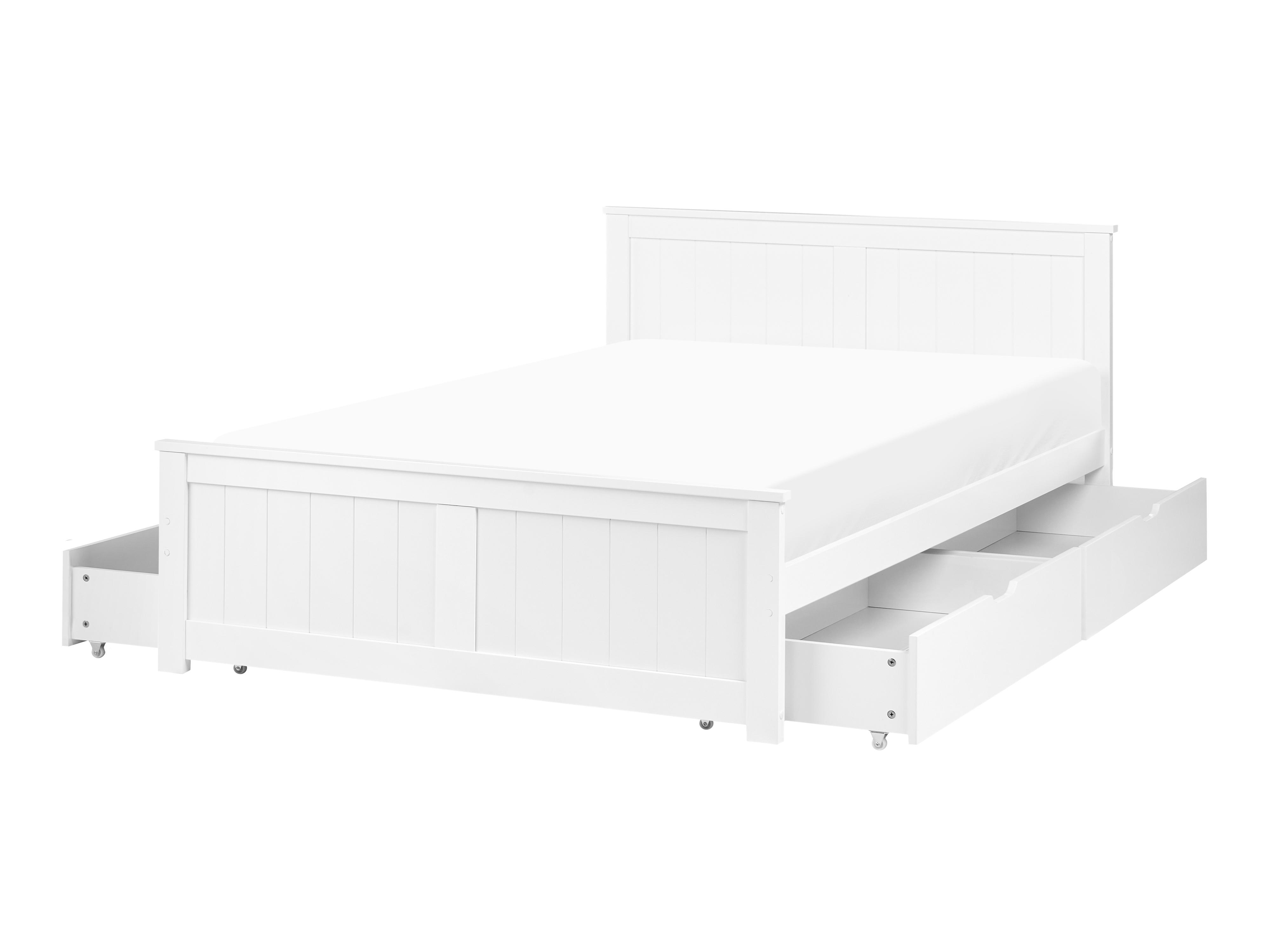 Bed with 4 Drawers Pine Wood SABRAN 120 x 200 cm (EU Small Double) White