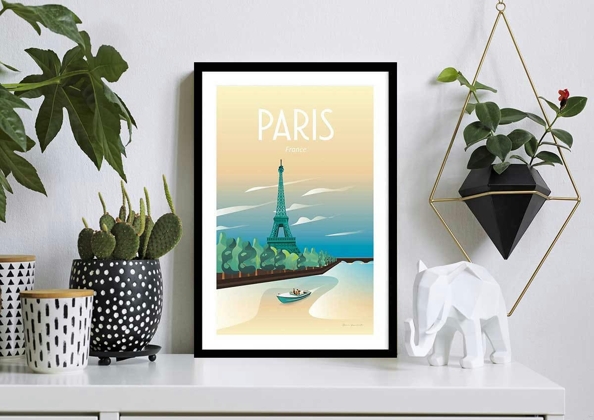 - Affiche ville voyage à Paris sans cadre 30x45cm