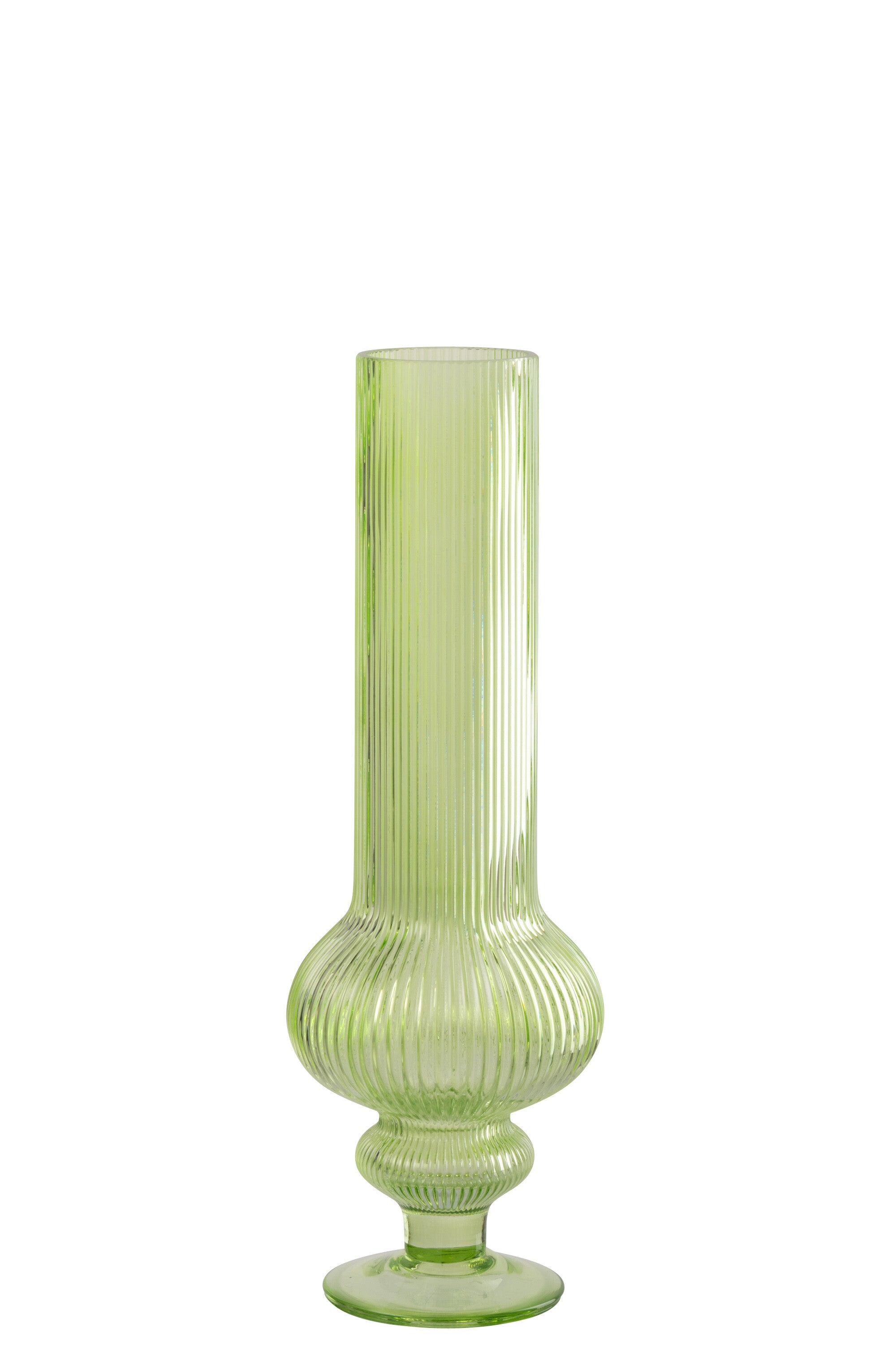 J-Line vaas Ada Geribbeld - glas - groen - medium