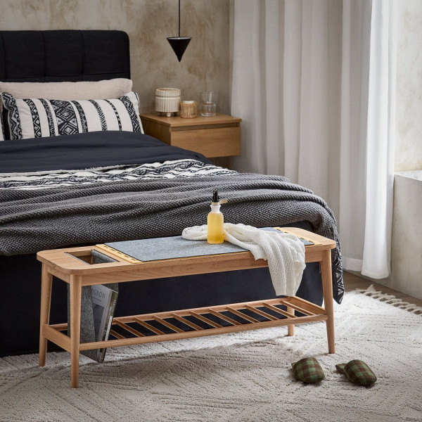 SoBuy Ławka z dwiema szufladami na buty 110x37x44.5cm Nowoczesny HFSR02-N