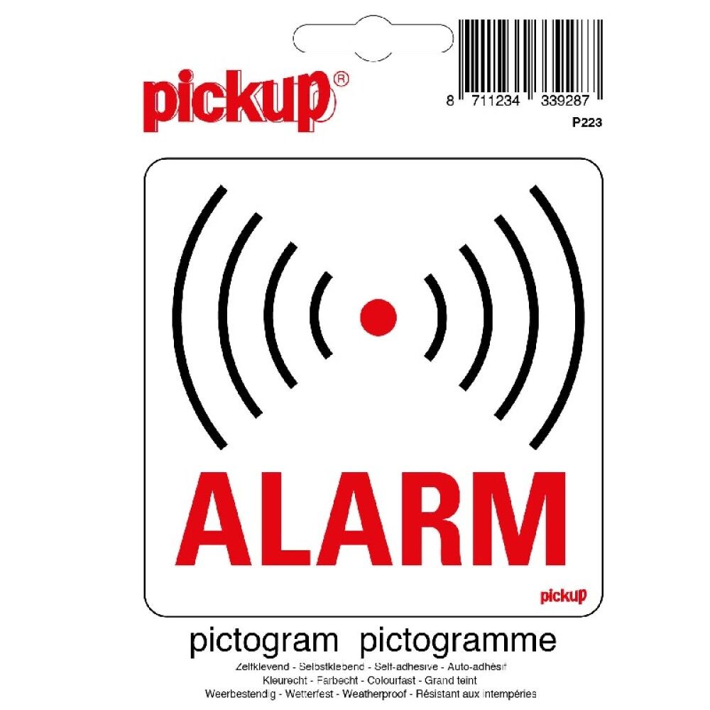 SKILT PICKUP ALARM 10X10CM