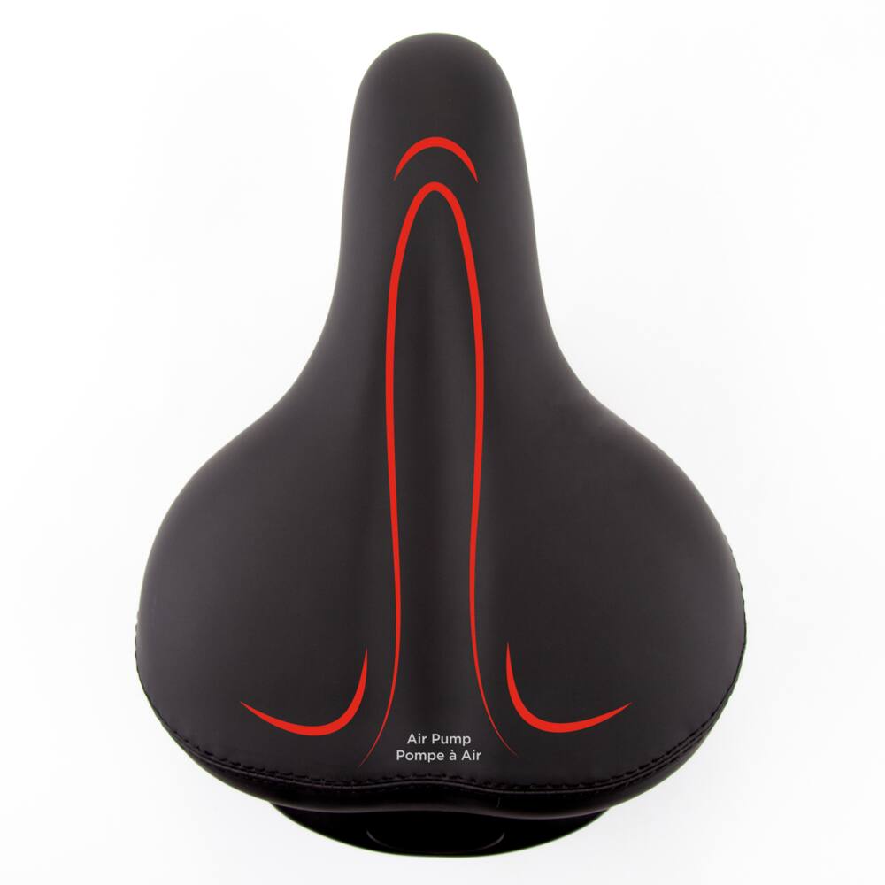 Raleigh Air Pump Ultra Foam Wide Bike Seat/Saddle w/Deflate Button, Black/Red