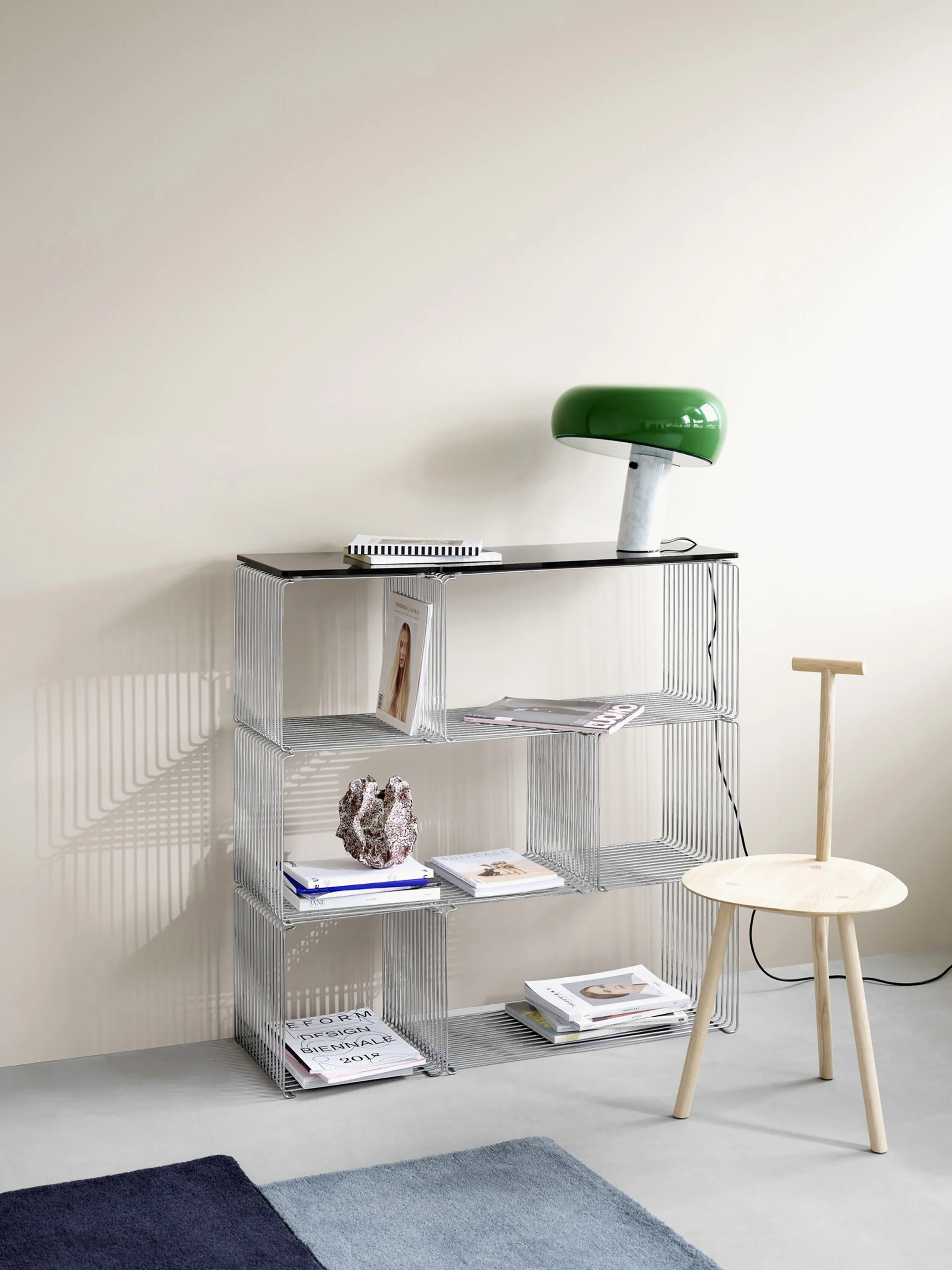 Marmor-Auflageplatte Panton Wire Single für modulares Regalsystem, B 35 cm