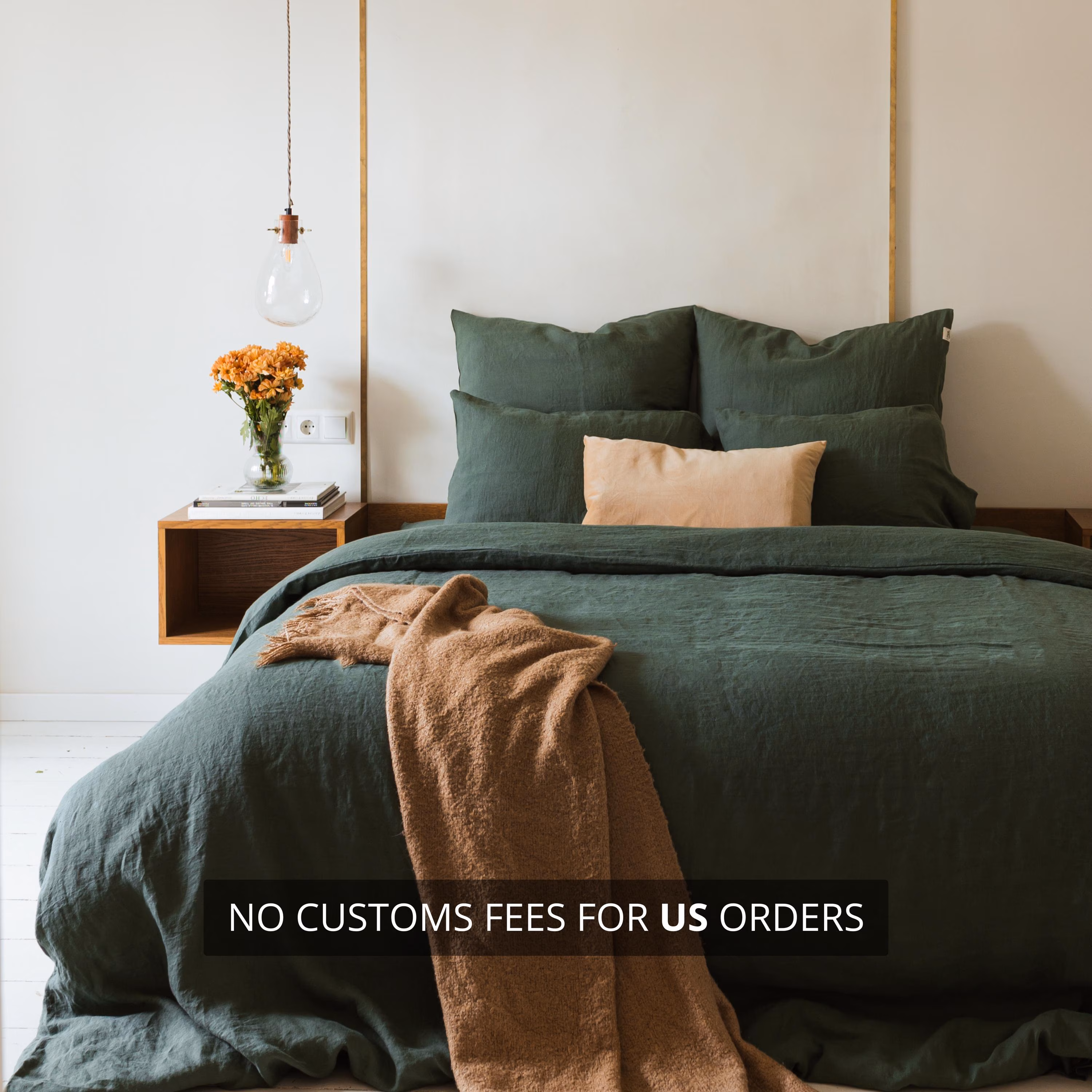 100% natural organic linen bed set: duvet cover and 2 pillowcases, linen bedding set in various colors & queen, king, double, twin sizes