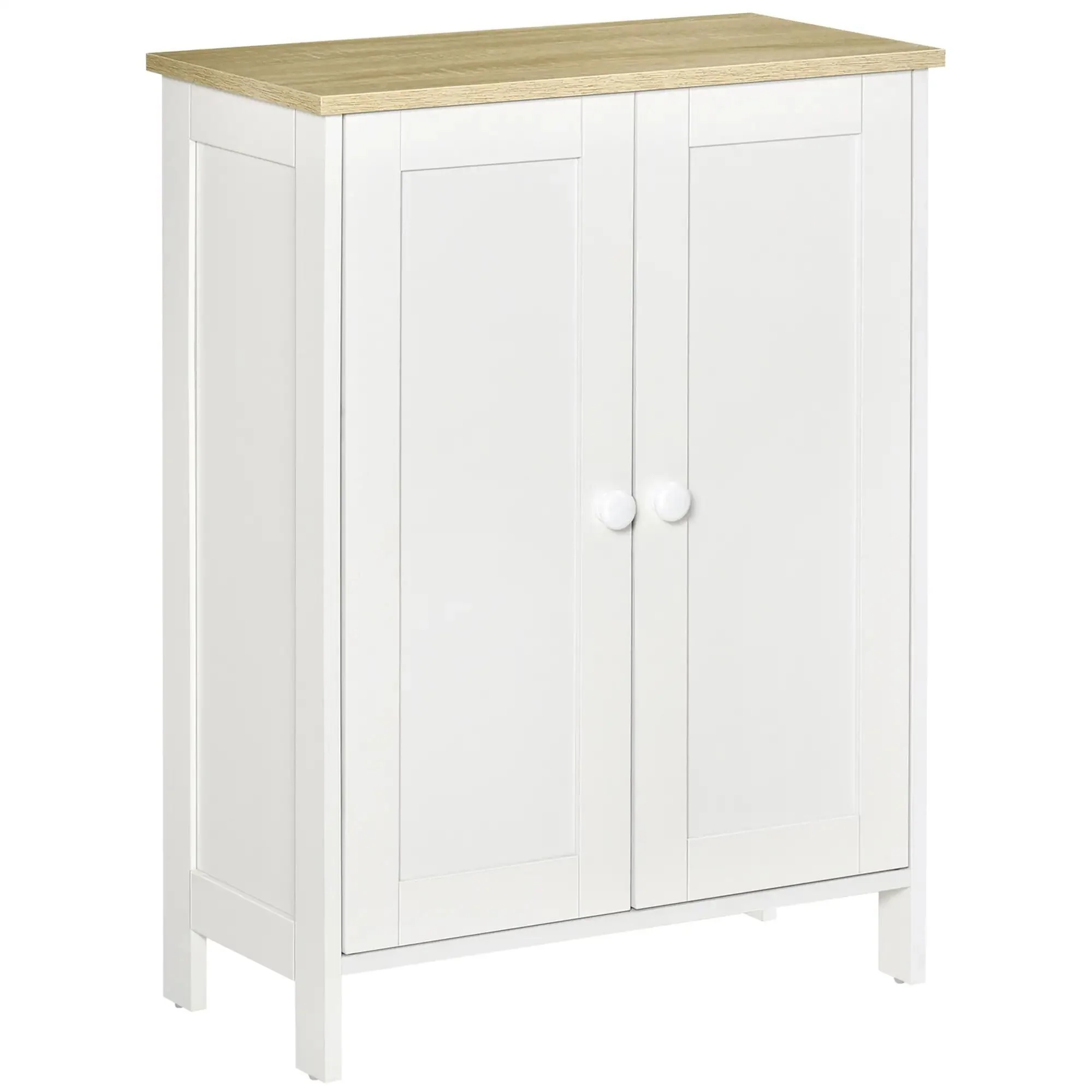 Storage Cabinet, Double Door Cupboard with 2 Adjustable Shelves