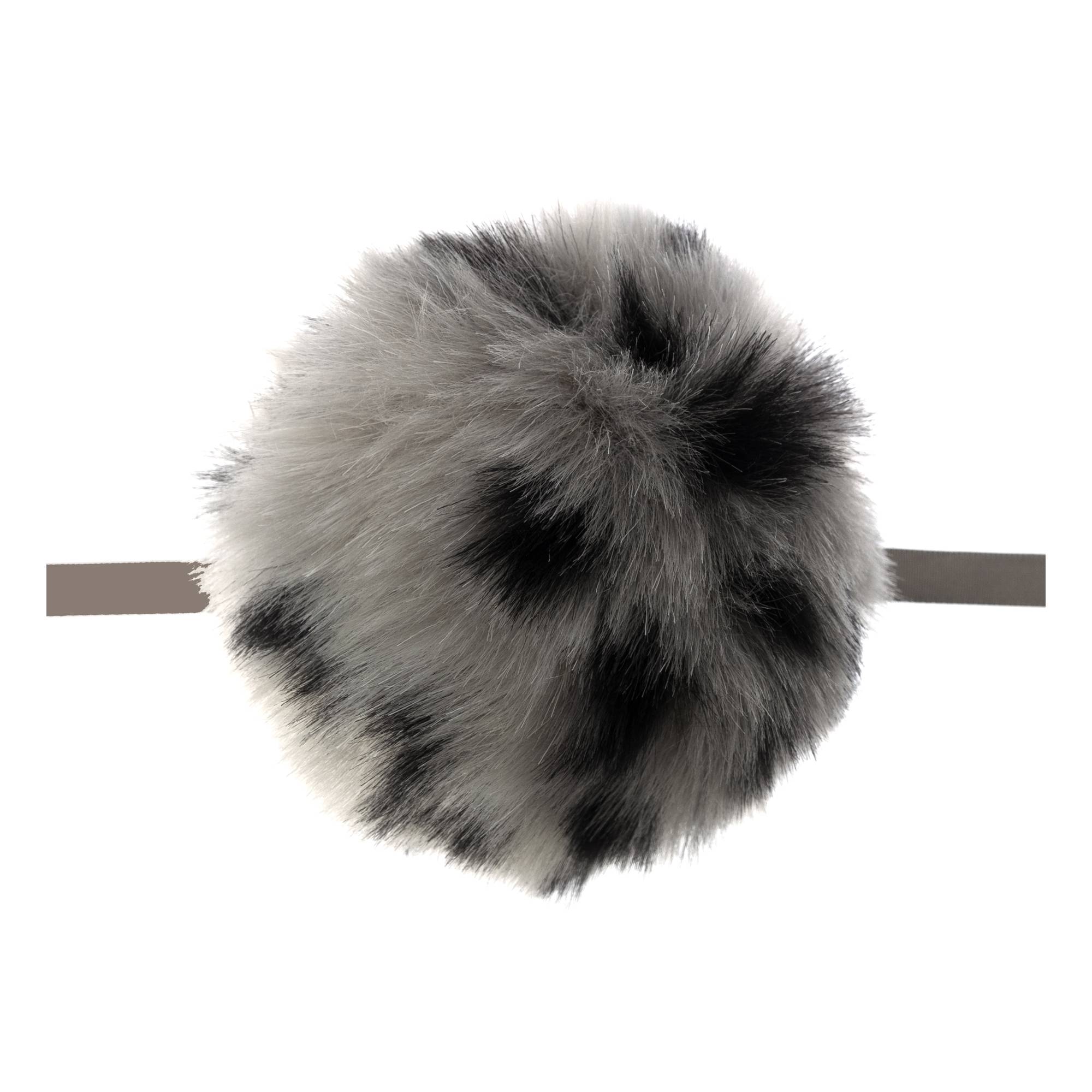 Grey Leopard Faux Fur Pom Pom 11cm