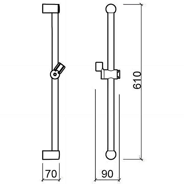 Barre de douche murale avec support de douche standard réglable en hauteur SANINDUSA Alfa Plus chromée