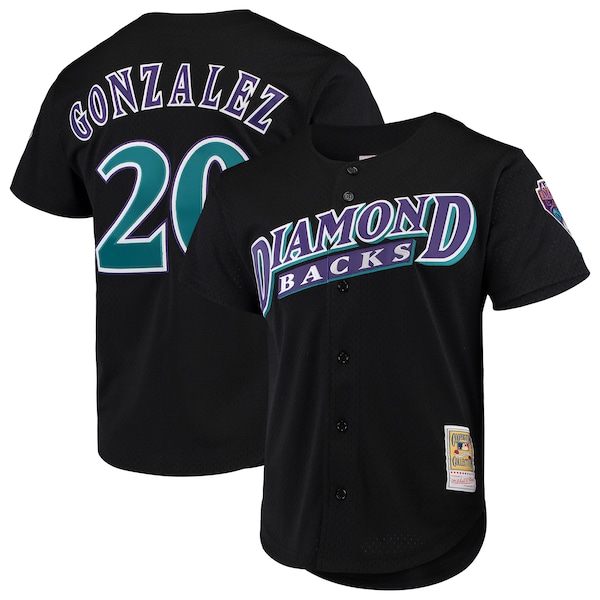 Luis Gonzalez Arizona Diamondbacks Cooperstown Collection Mesh Batting Practice Button-Up Jersey - Black