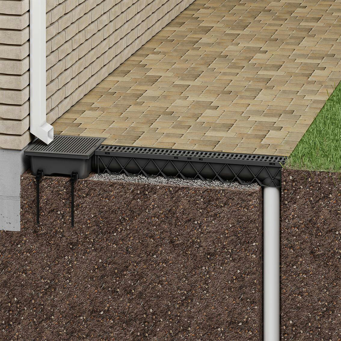 RELN Low Profile Catch Basin Drainage Kit, 13-in, Box-shaped, Vinyl, Black