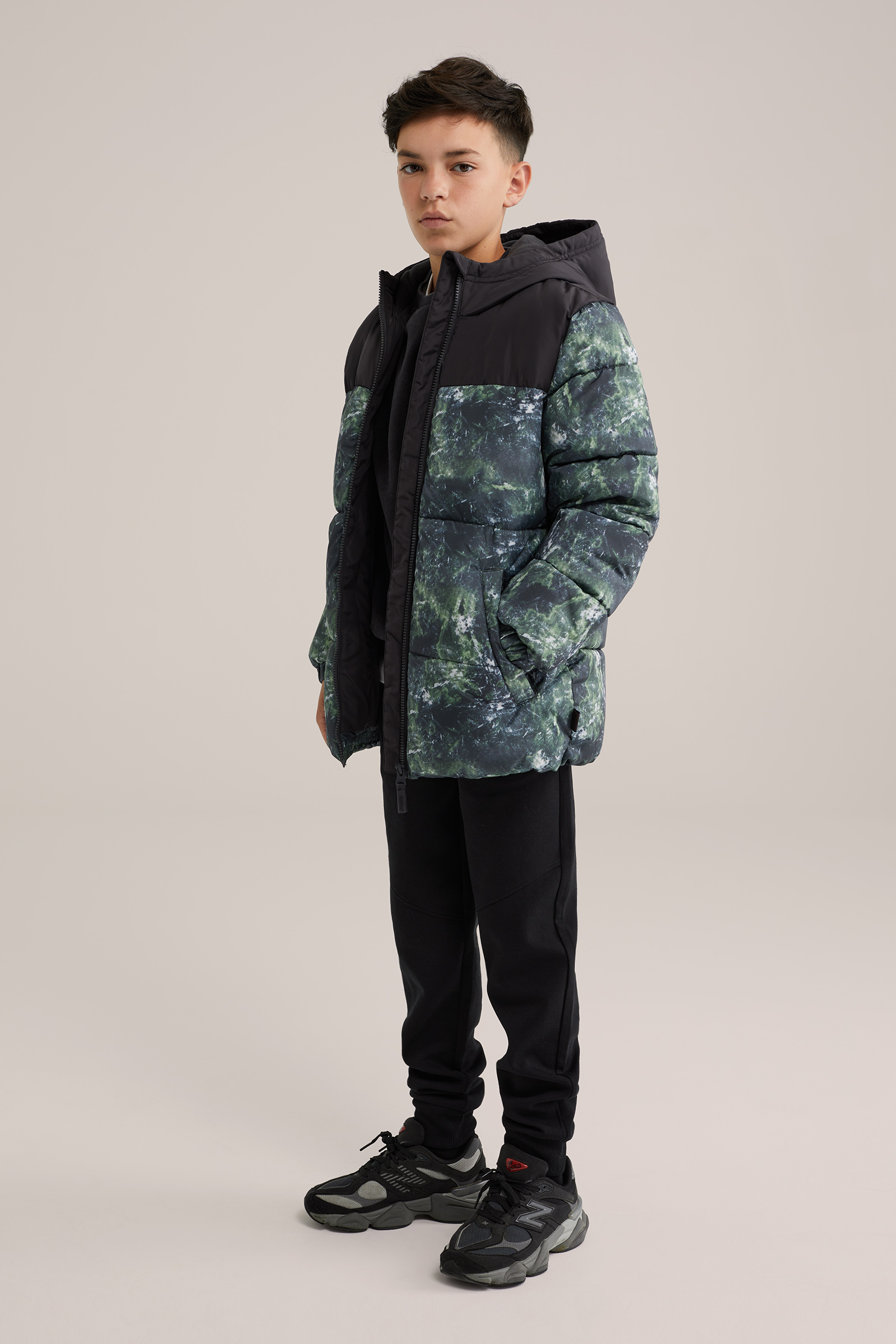 Jongens gewatteerde jas met print