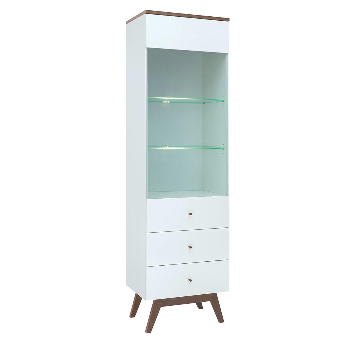- Vitrine 1 porte 2 tiroirs blanc et naturel