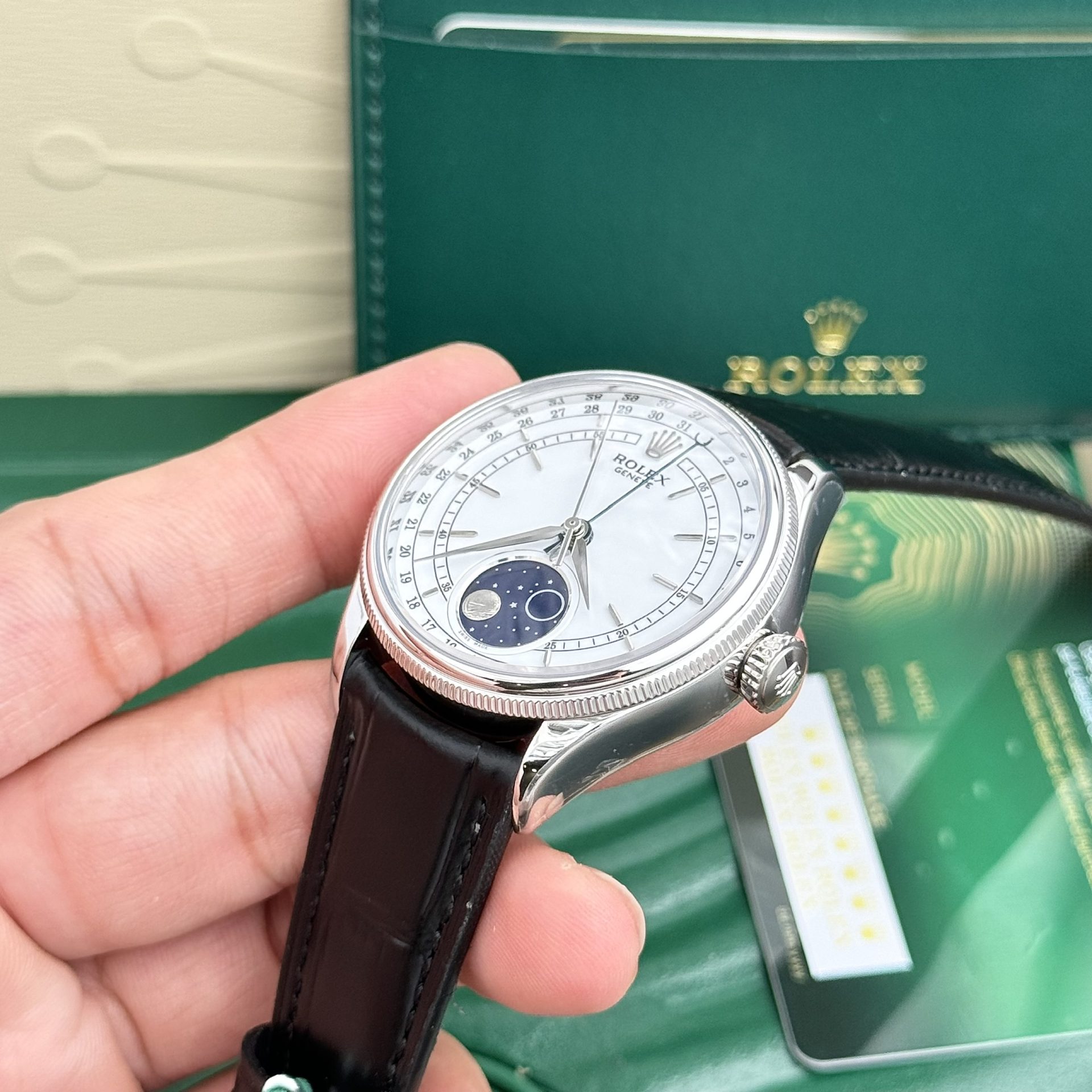 Rolex Cellini 316L Steel White Dial 39mm Leather AAA Replica