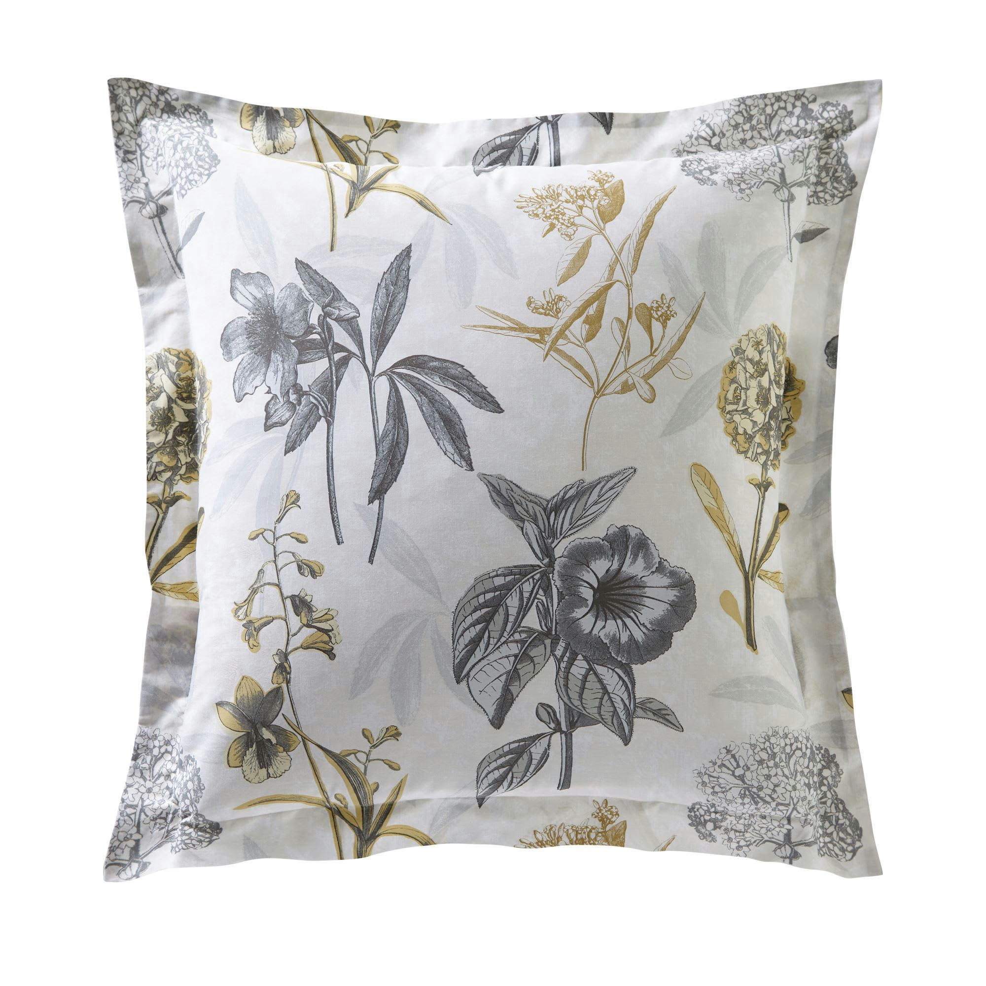 REVE FLEURI - Taie volant 65x65 gris en coton