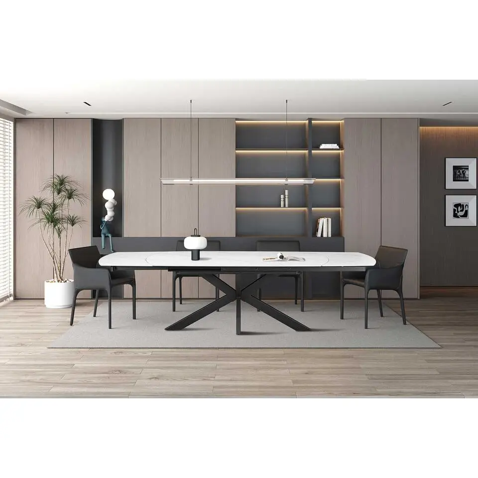 Verlengbare eettafel Aries - 160/240x90x77cm - gesinterde steen - marmer