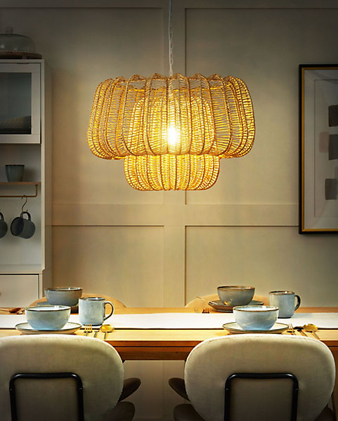 Lampe suspension SAISI Corde en papier Beige