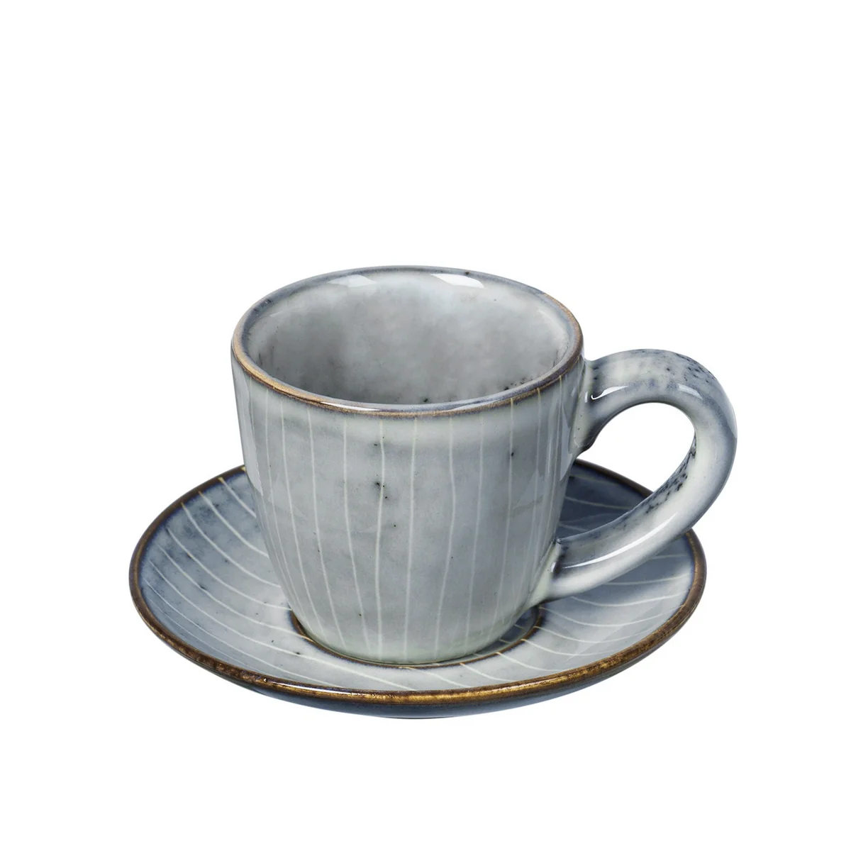 Broste Copenhagen - Nordic Sea Espressotasse mit Untertasse, 5 cl, soft blue