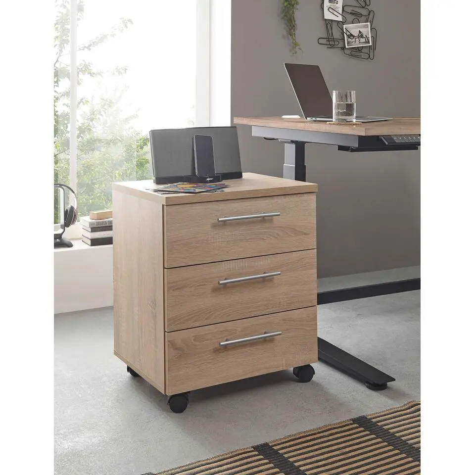 Ladeblok Ben - 3 lades - met wielen - sonoma eik