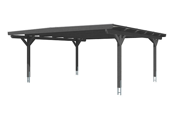 Carport SKAN HOLZ Odenwald 640x648cm, bois lamellé-collé, traitement coloré gris ardoise