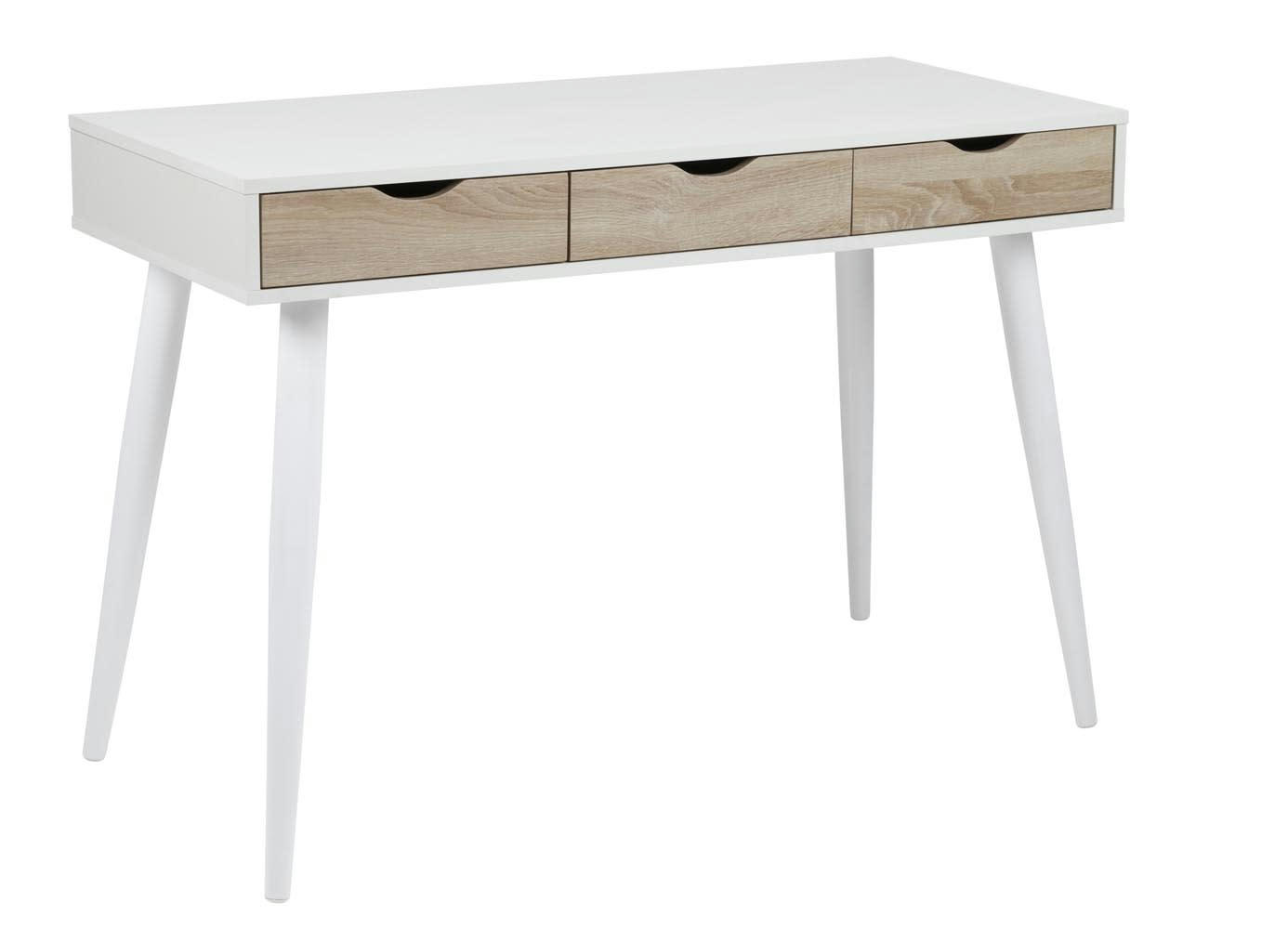 SEVEY - Bureau scandinave avec tiroirs blanc