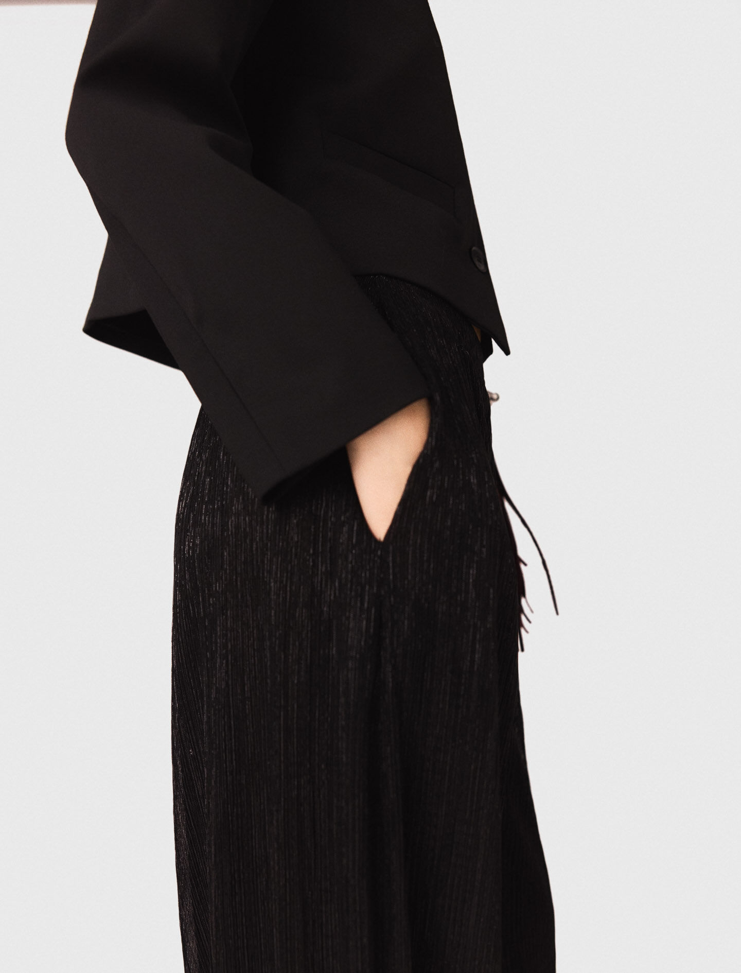 Pantalon large effet métallisé