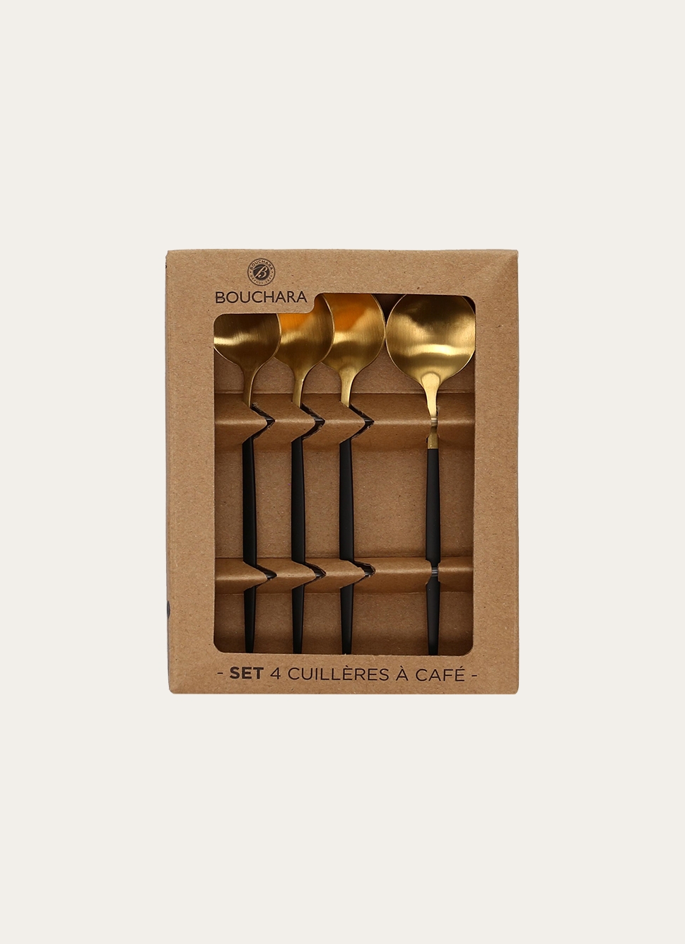COFFRET DE 4 CUILLÈRES à CAFÉ SOVI NOIR DORE