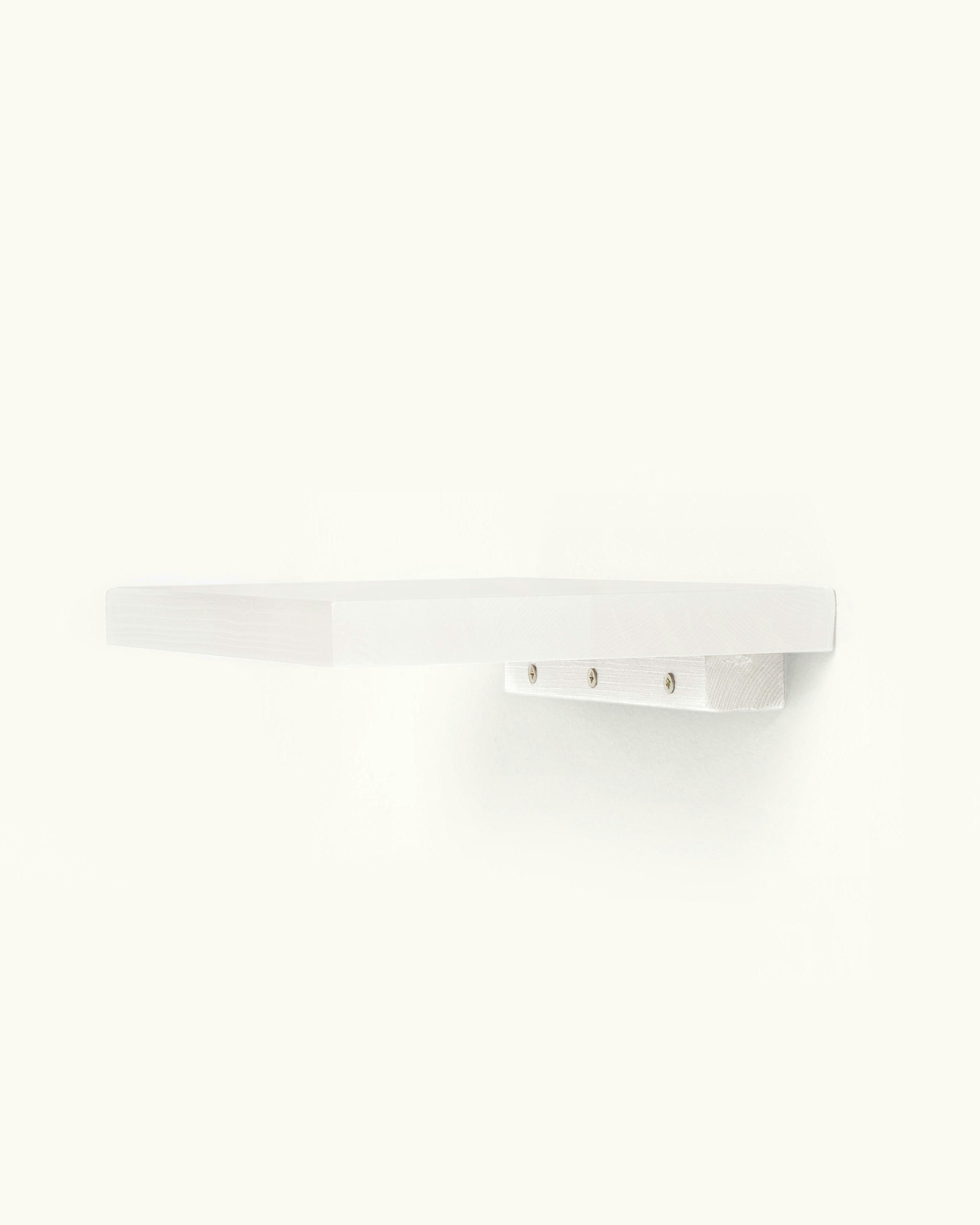 NALA - Table de chevet flottante avec etagère en bois de couleur blanc