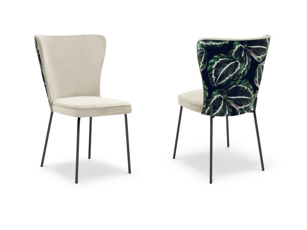 SILENE - Ensemble de 2 chaises 1 place en velours beige