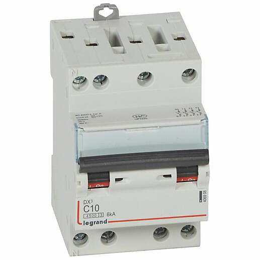 disjoncteur 10a 6ka courbe c tétrapolaire legrand dx3 vis / vis