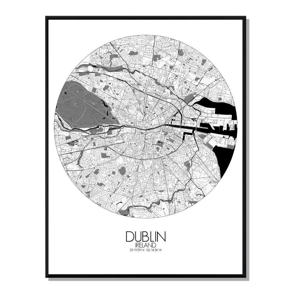 - Affiche Dublin Carte ronde 40x50