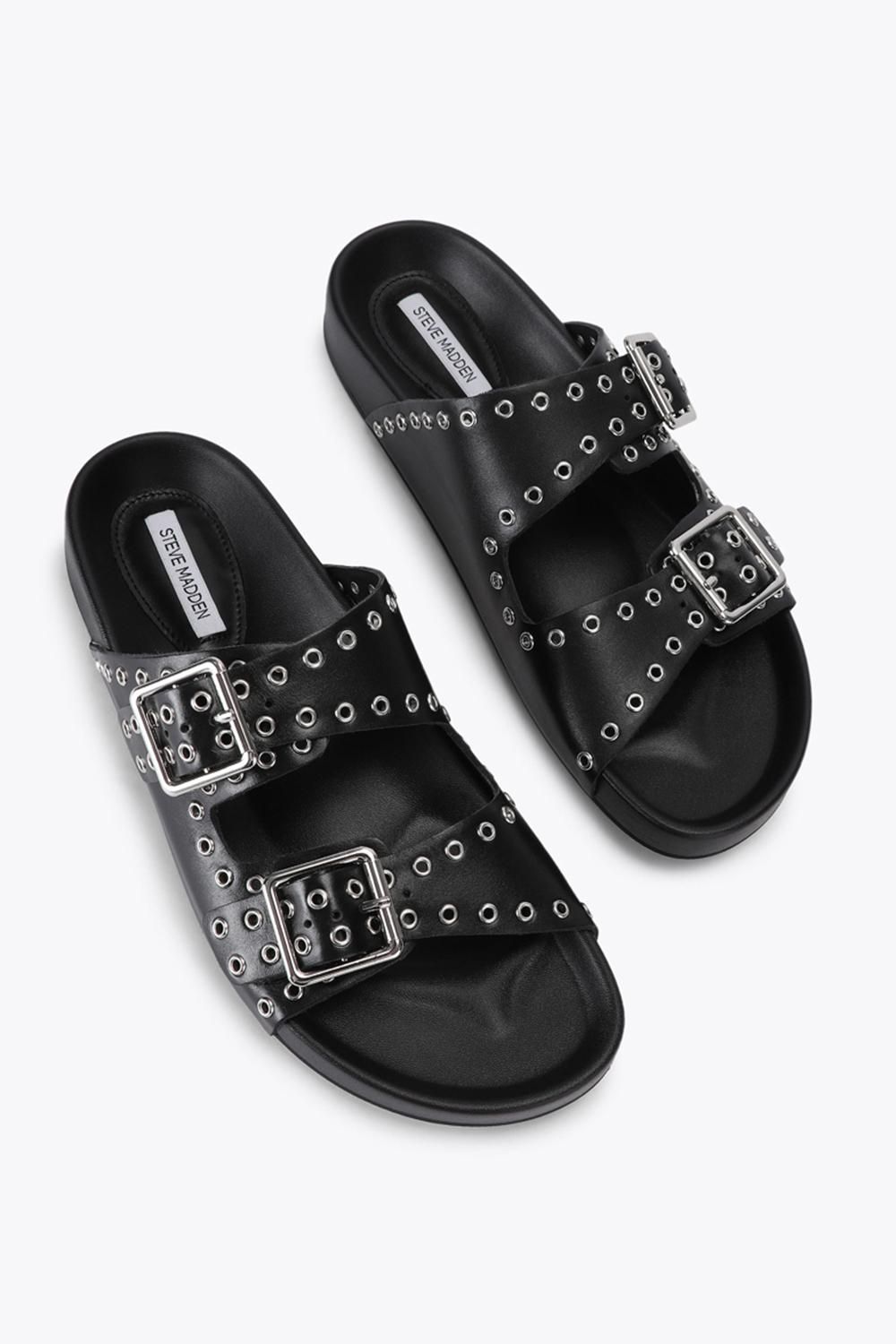 STEVE MADDEN Abbot Black Leather' Leather Sandals