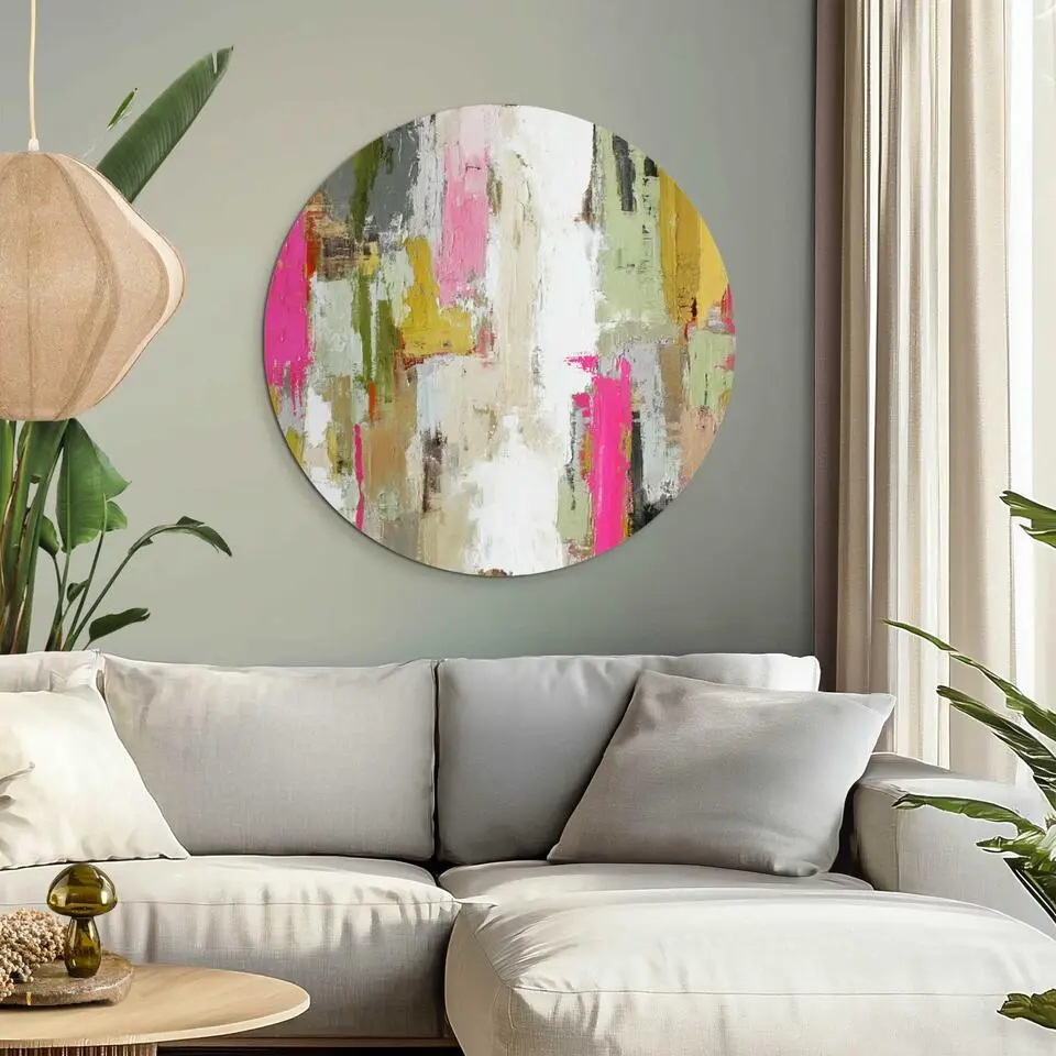 Glasschilderij Abstracte harmonie - &Oslash; 70 - Bont