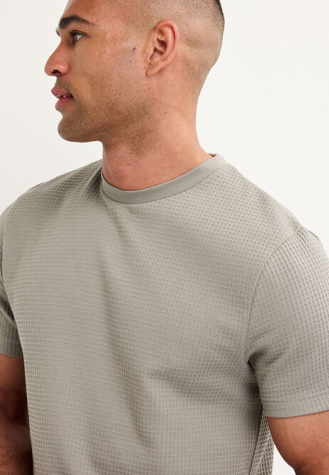 Mens Sage Compact Waffle Cotton T-Shirt
