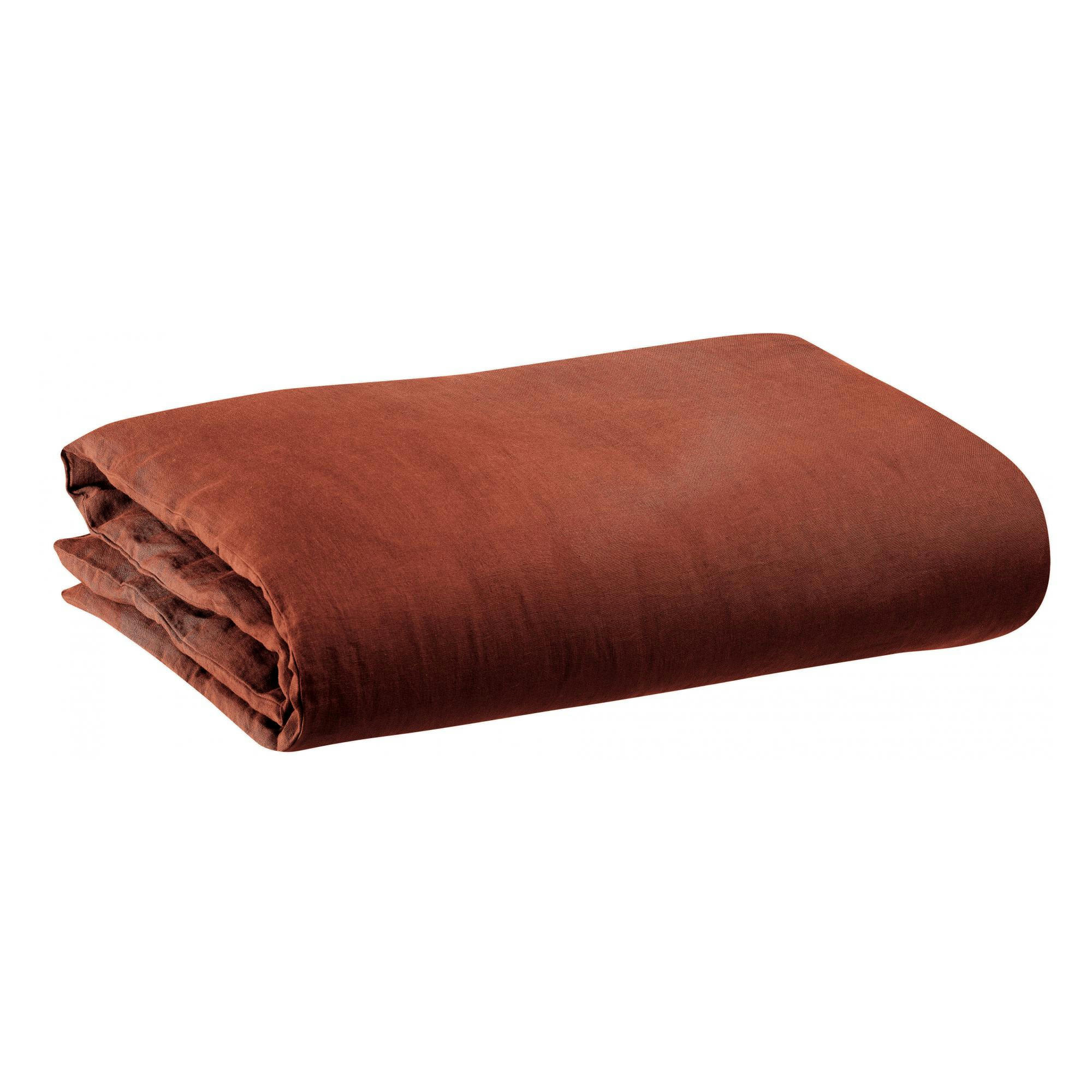 ZEFF - Housse de couette stonewashed  en lin caramel 240 x 220
