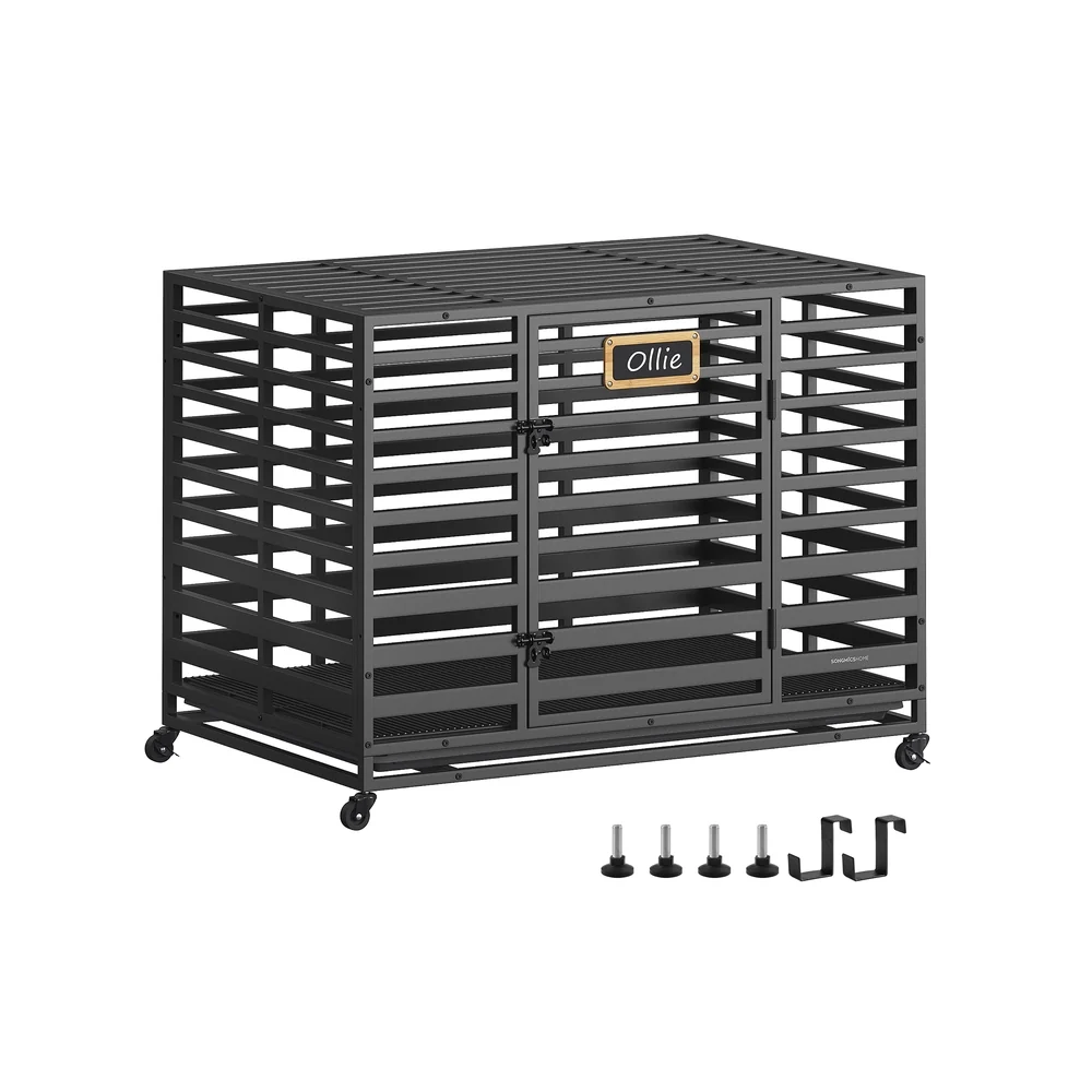 Cage pour chien avec roulettes et plateau amovible