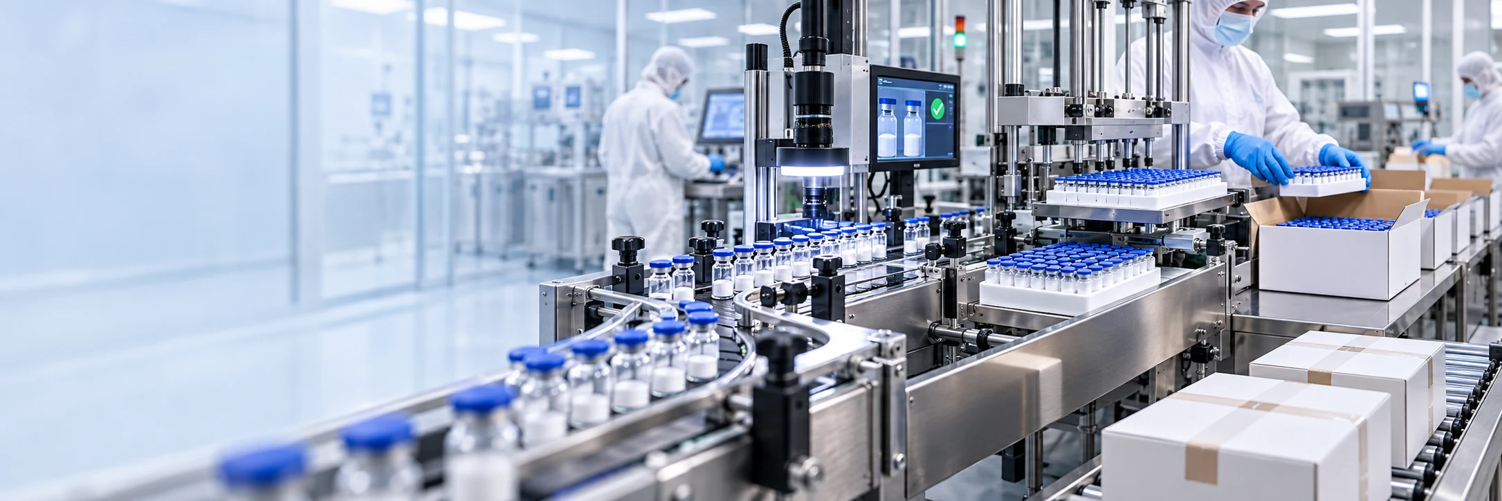 NextWave Peptides clean-room vial production and packaging line