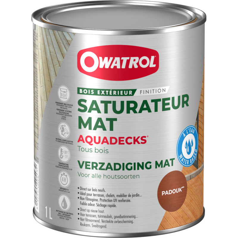 Saturateur pour bois Aquadecks padouk 1 L OWATROL