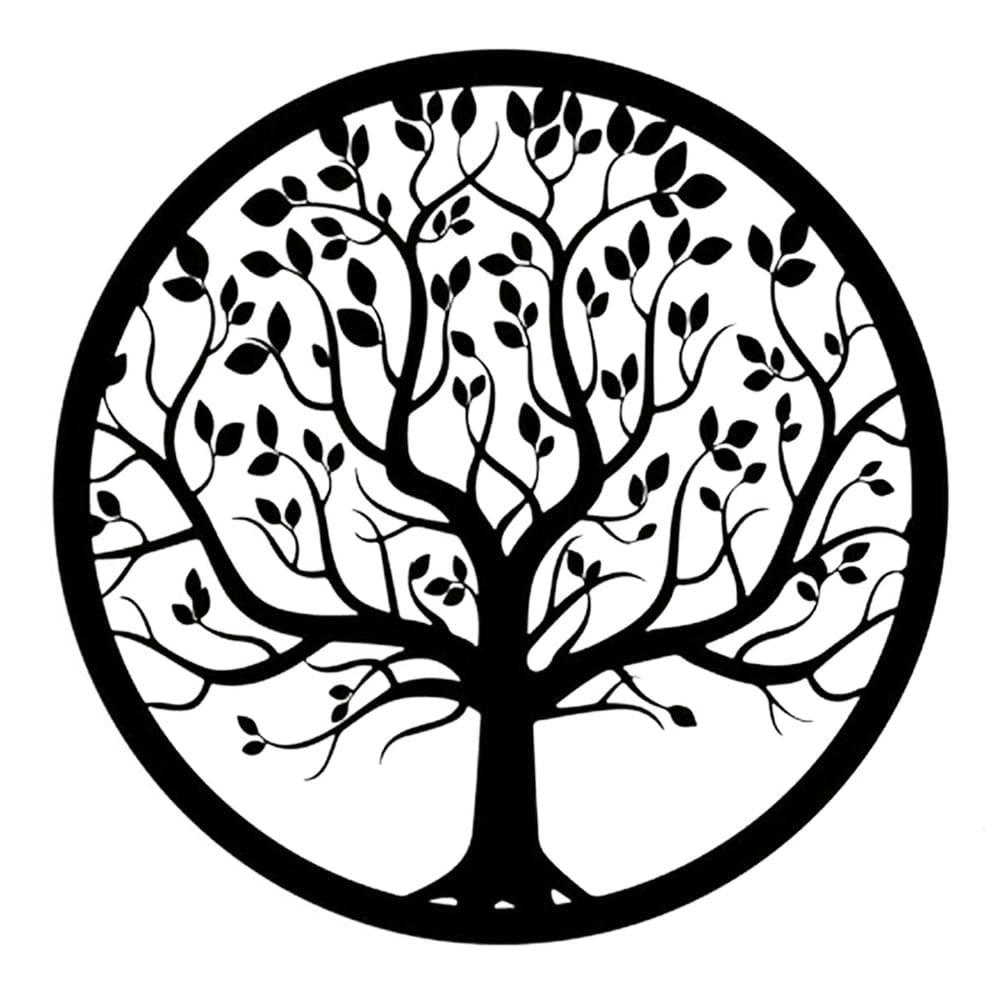 - Décoration murale arbre de vie en métal noir 75 cm