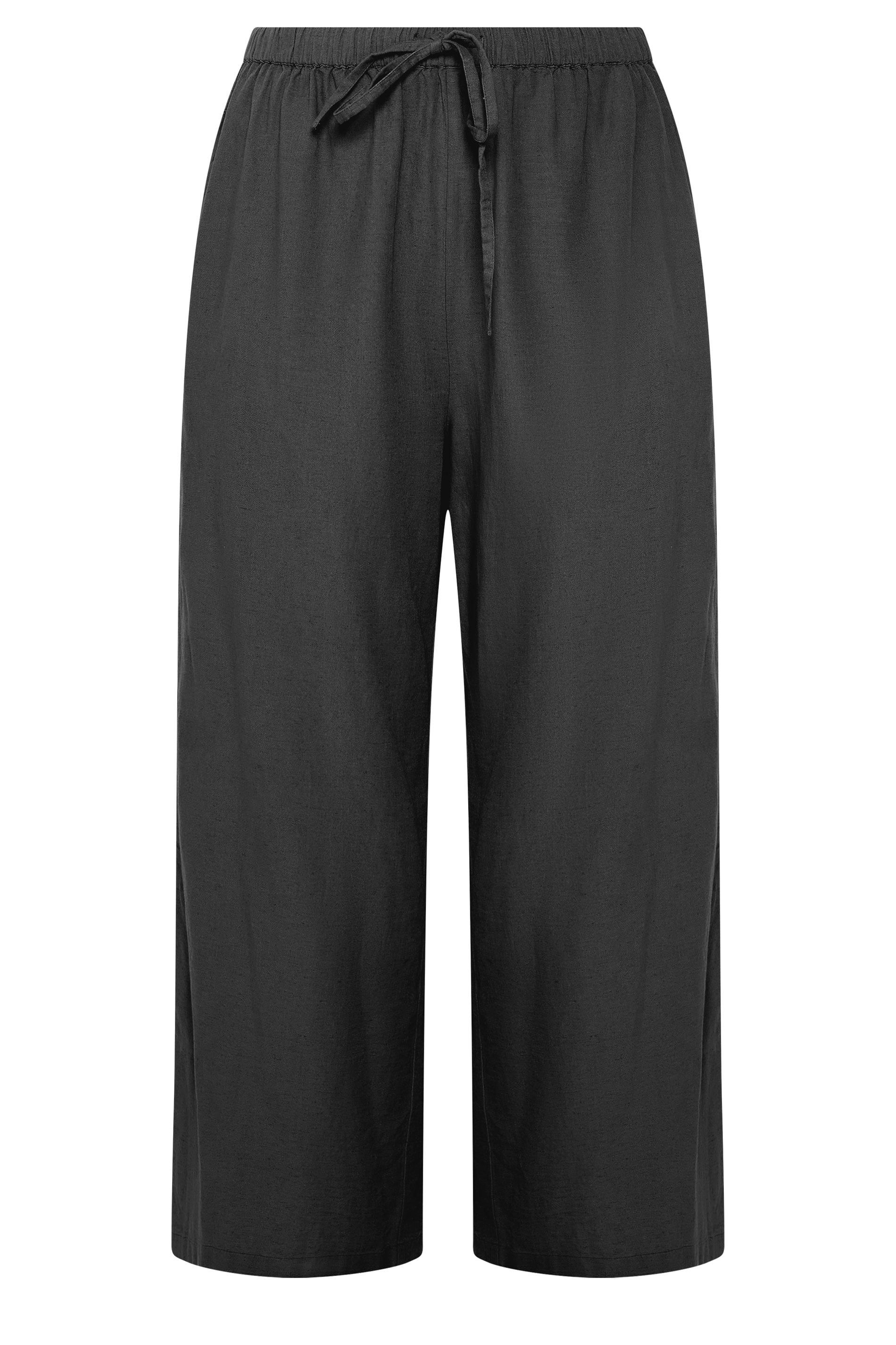 Yours Crochet Detail Linen Trousers