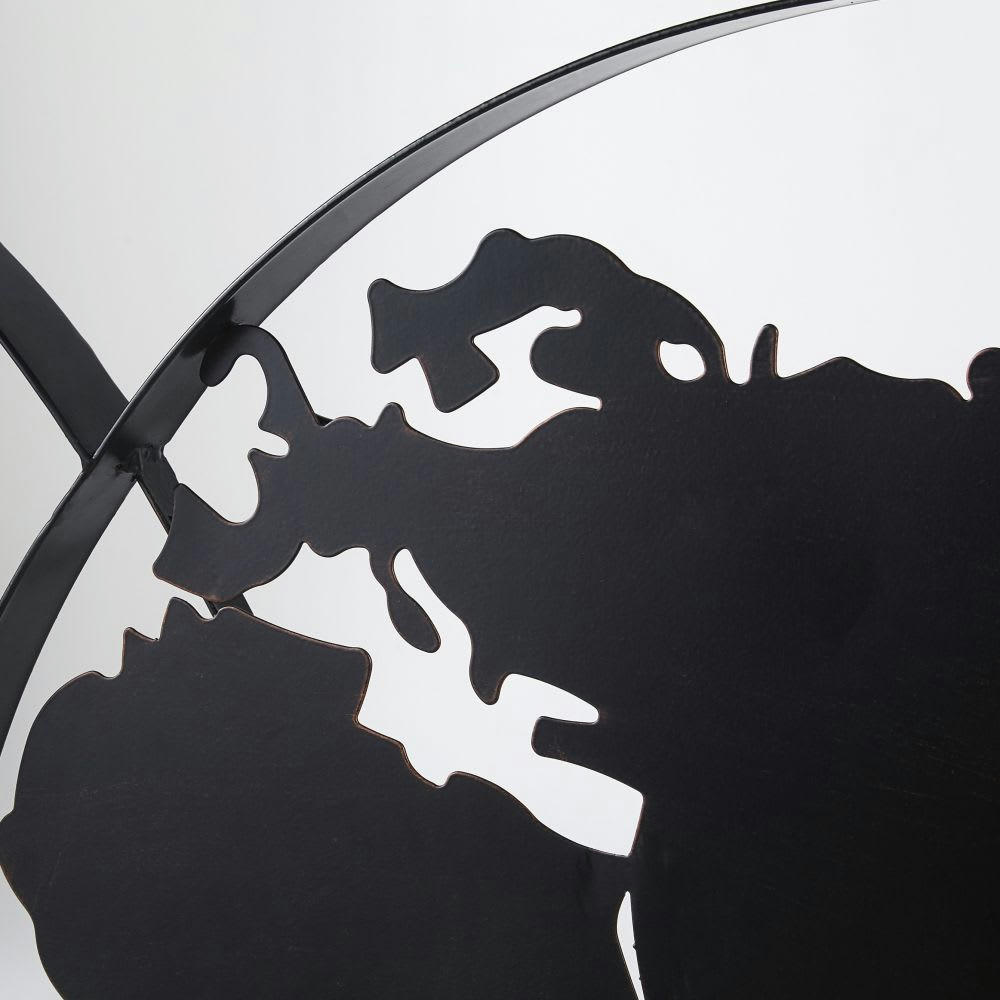 CLEVELAND - Déco murale carte du monde en métal noir 143x79