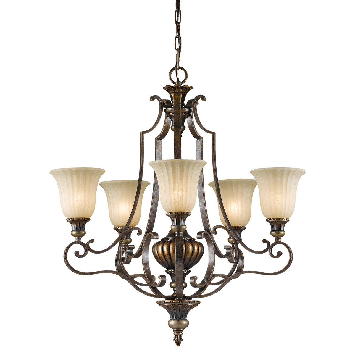 Żyrandol florenckie złoto Kelham Hall 5xE27x60W wym:239x68,6x68,6 Feiss