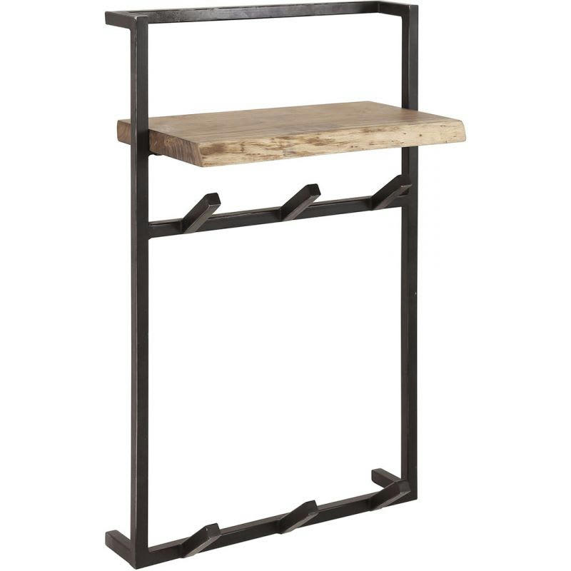 ANNA - Portemanteau industriel 51 cm en métal et acacia massif naturel