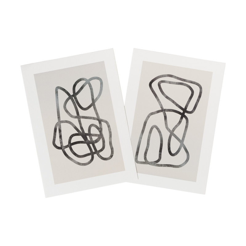 Poster abstract 1 - beige/zwart - 21x30 cm