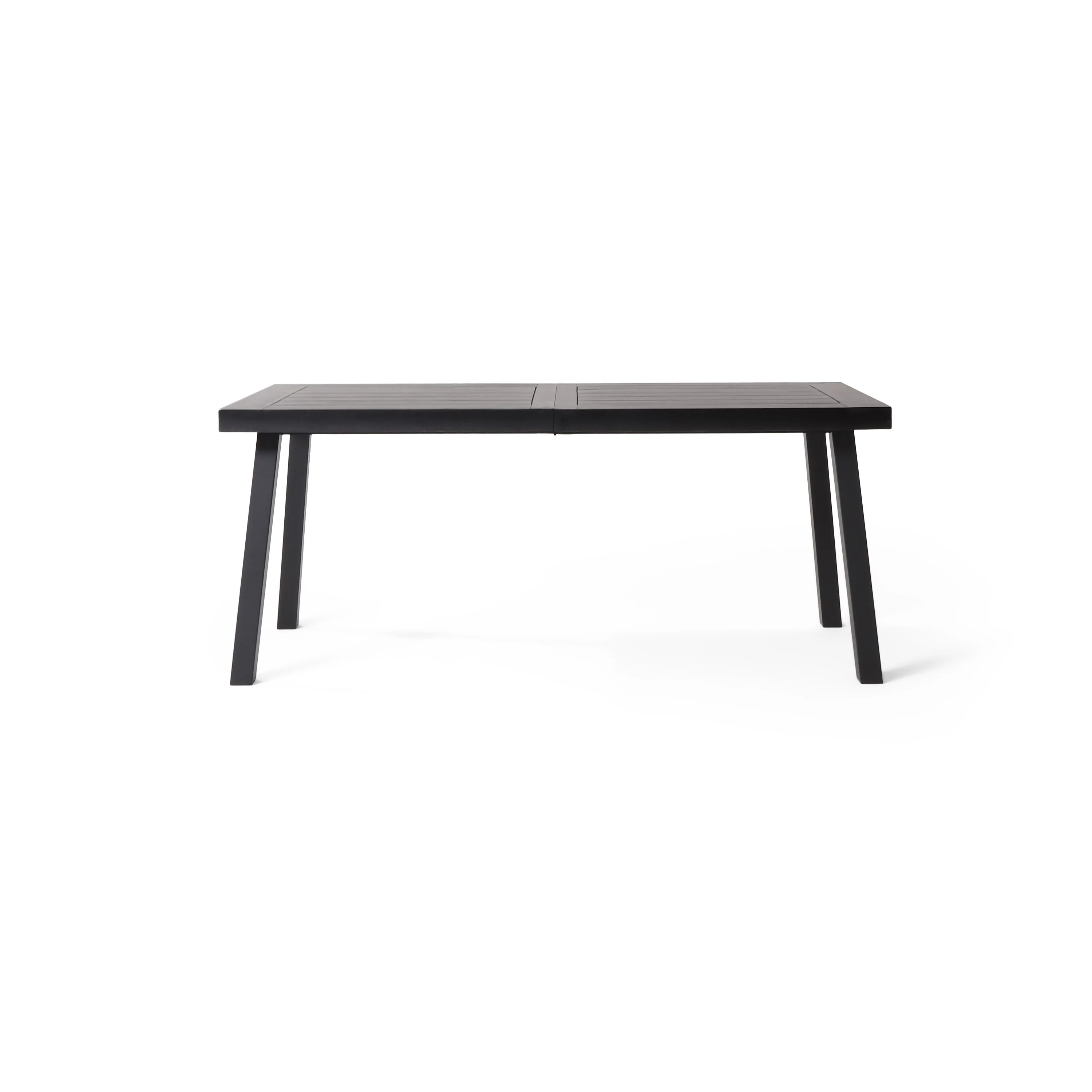 Villea Dining Table, Black Acacia Wood, Iron Base, Rectangular 69 Inch