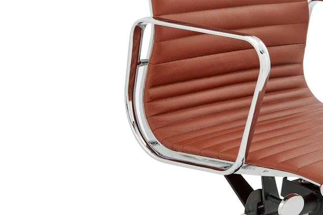 NNEKGE Replica Eames Group Standard Aluminium High Back Office Chair (Tan Leather)