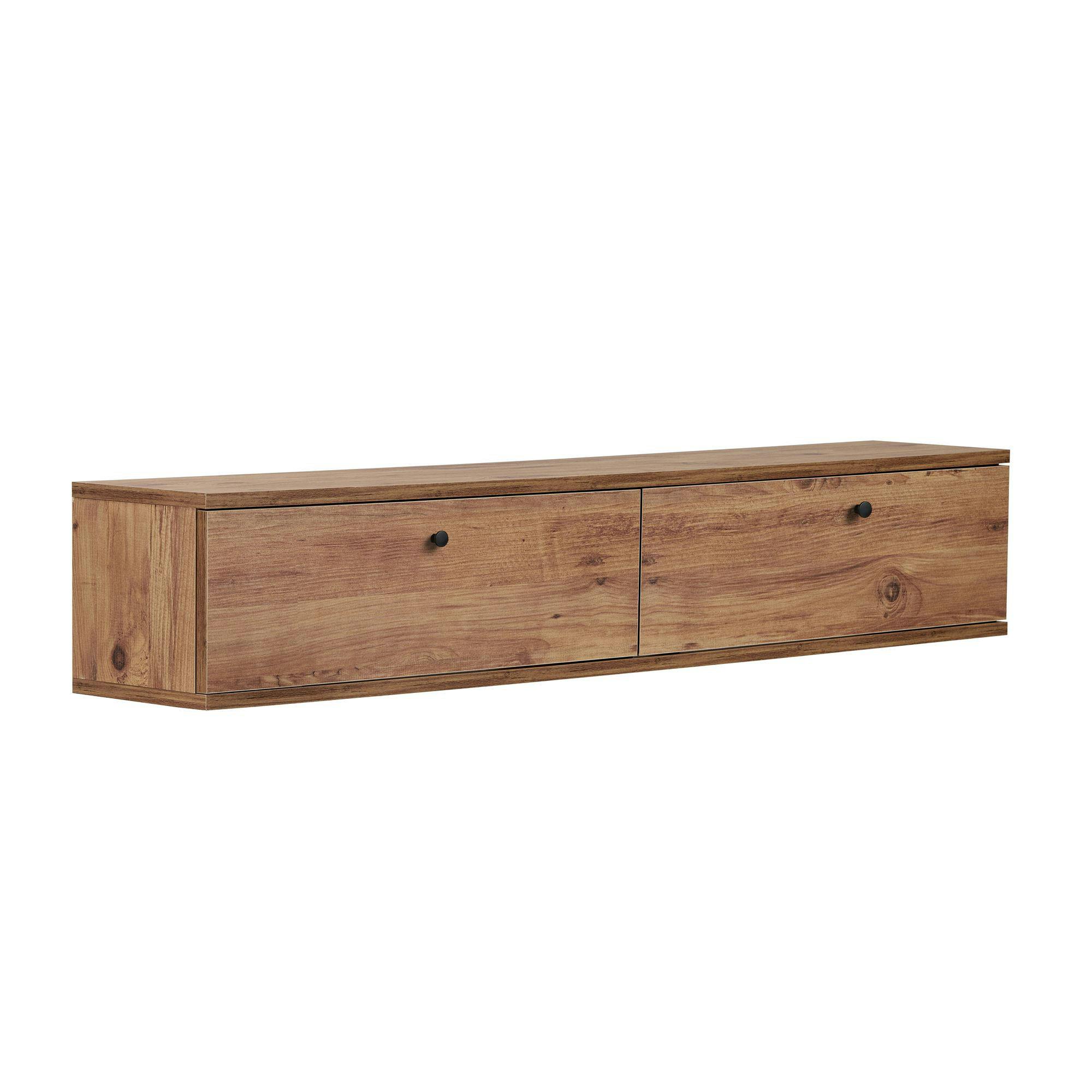 Meuble TV suspendu 2 portes décor pin 140 cm MARFA