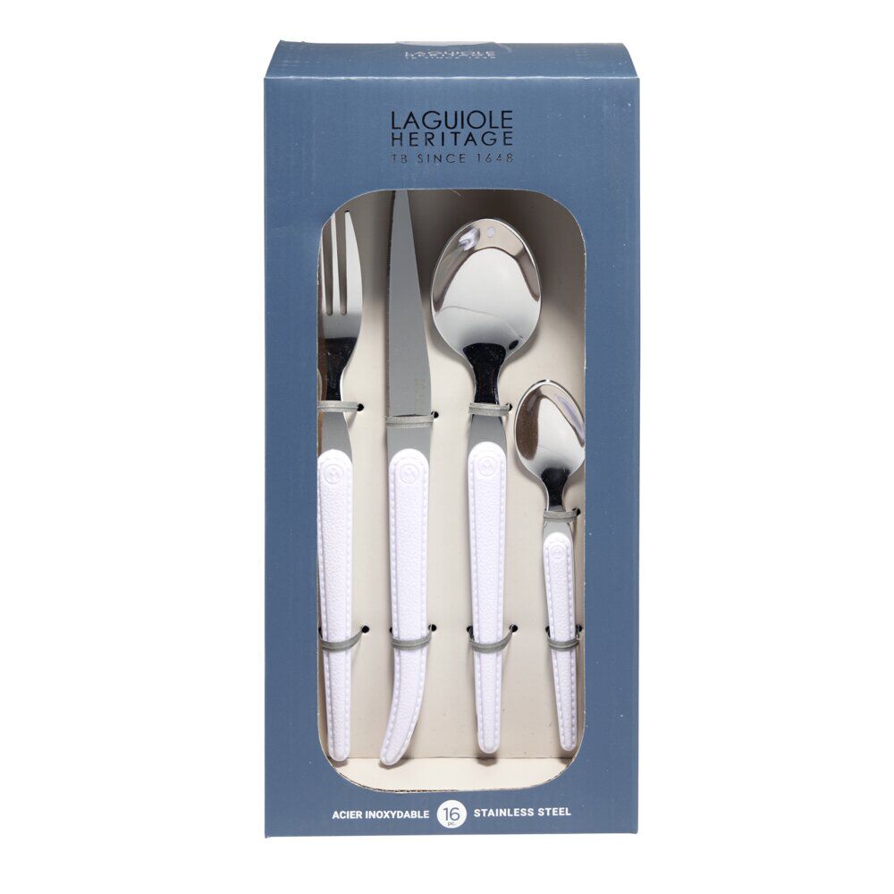 Ménagère Laguiole 16 pièces inox blanc