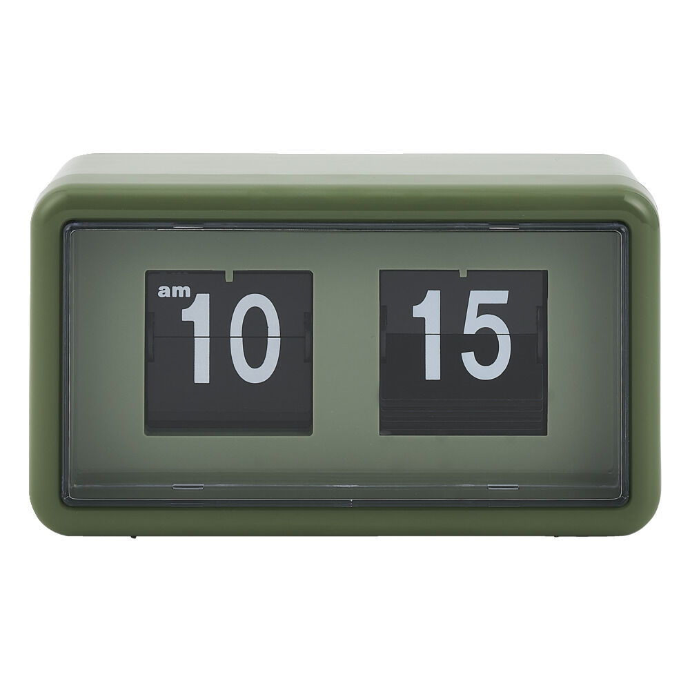 Horloge rétro à rabat automatique plastique vert