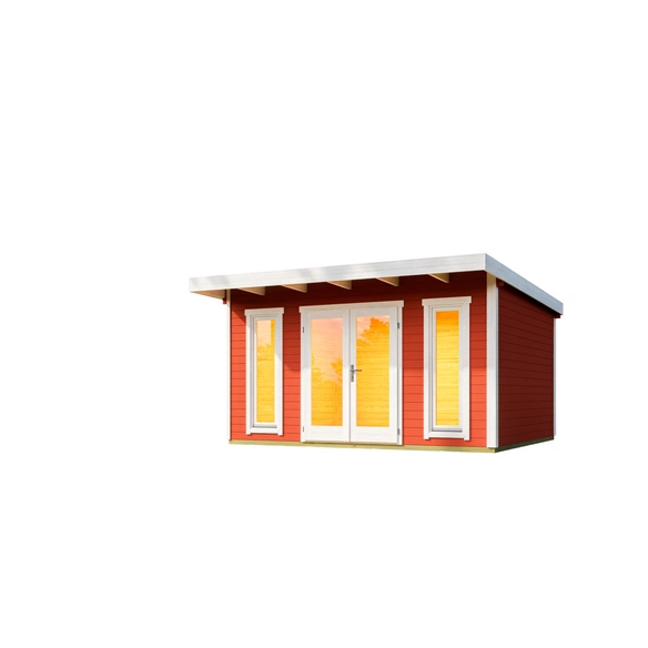 Blockbohlenhaus »Sicily«, BxHxT: 430 x 228 x 440 cm (Außenmaß inkl. Dachüberstand), rot