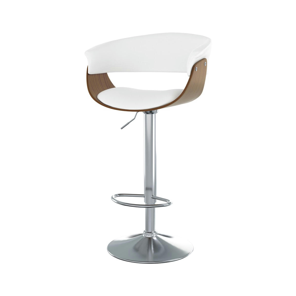 BASILE - Chaise de bar réglable 59/81 cm en cuir synthétique blanc
